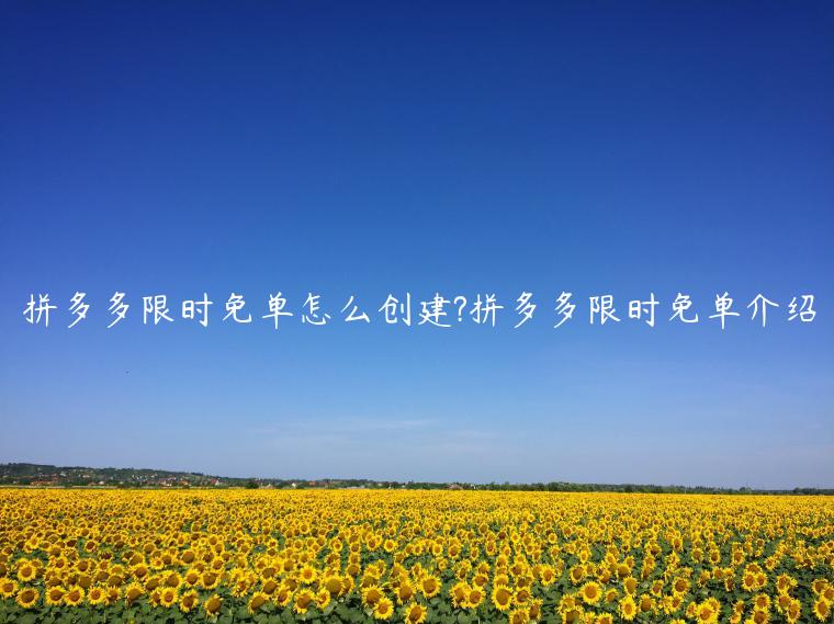 拼多多限時(shí)免單怎么創(chuàng)建?拼多多限時(shí)免單介紹